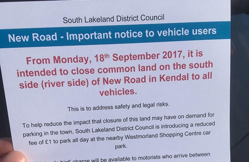 SLDC put the following signs on cars to alert them to the closure