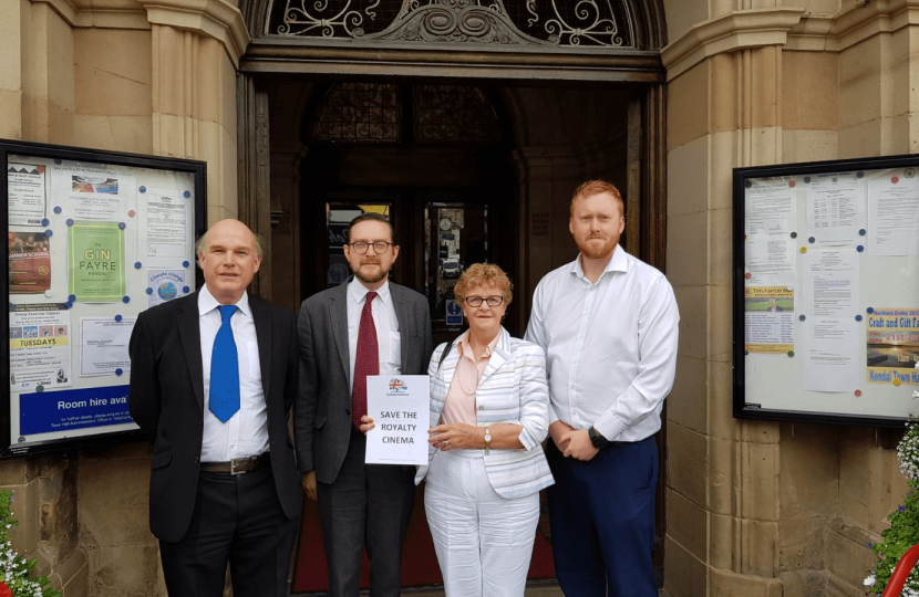 Royalty Cinema manager Charles Morris, Chairman of the Furness Theatre Organ Project Mark Latimer, local campaigner Jane Hoyle, and Windermere councillor Ben Berry