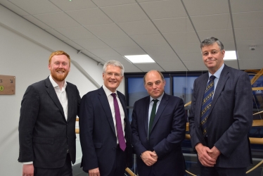 Councillor Ben Berry, Transport Minister Andrew Jones MP, Security Minister Ben Wallace MP and John Geldard